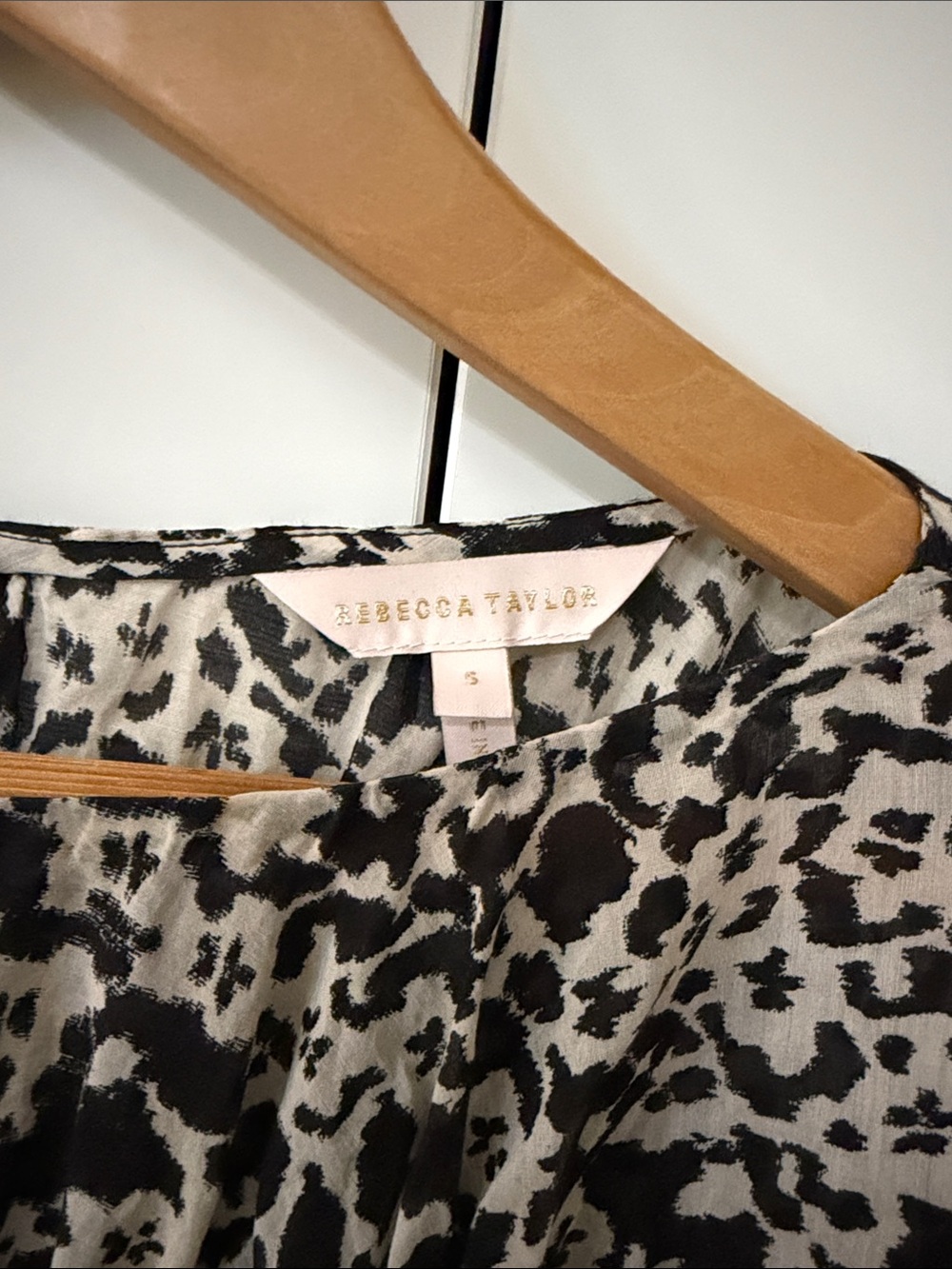 Rebecca Taylor Smocked Black and White Printed Women’s Small Top Cotton Silk - Picture 2 of 5
